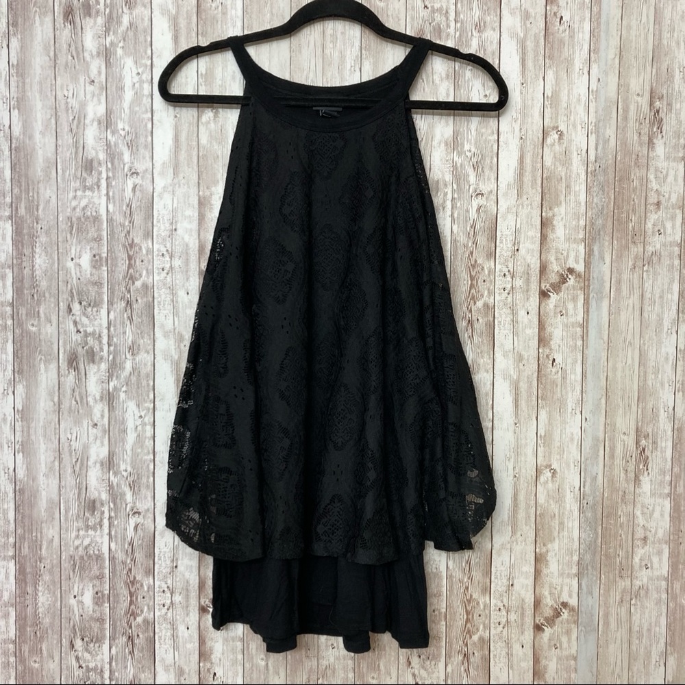 Torrid Black Double Layer Split Back Crochet Top … - image 3